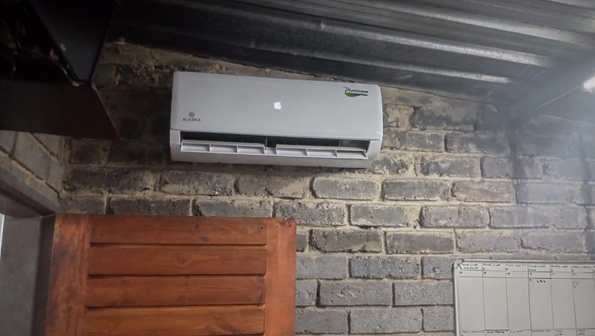 Alaska Platinum aircon installation in a workshop